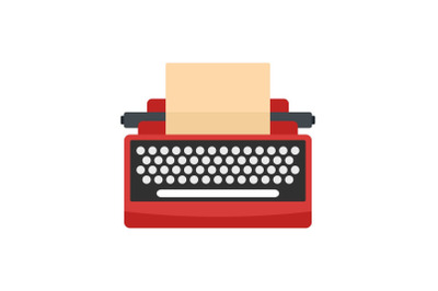 Mid century typewriter icon, flat style