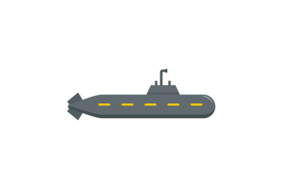 Military submarine icon, flat style