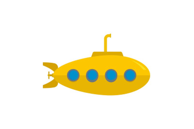 Yellow submarine icon, flat style