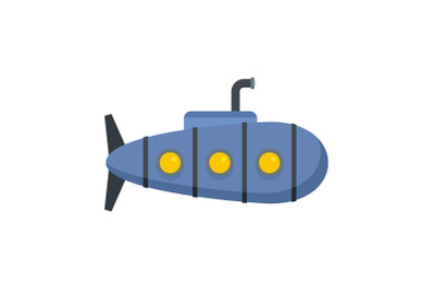 Nautical submarine icon, flat style