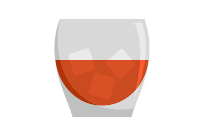 Glass of rum icon, flat style