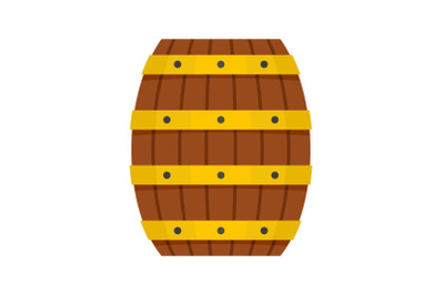 Wood barrel icon, flat style