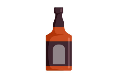 Bottle of rum icon, flat style