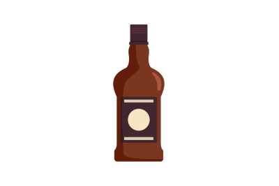 Bottle of cognac icon, flat style