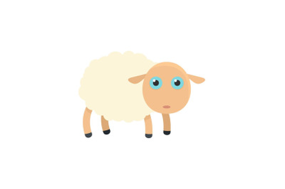 Pretty sheep icon, flat style