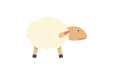 Sheep with shadow icon, flat style