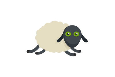 Tired sheep icon, flat style
