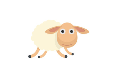 Running sheep icon, flat style