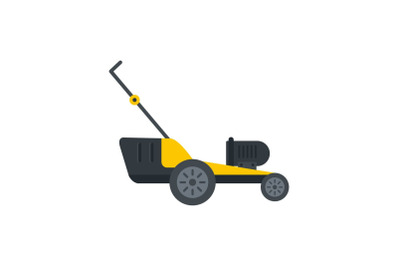 Motor grass cutter icon, flat style