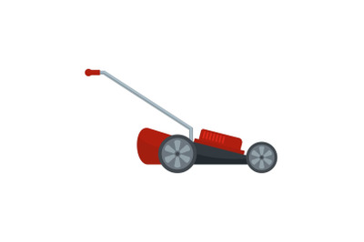 Red motor grass cutter icon, flat style