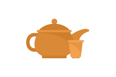Taiwan tea pot icon, flat style