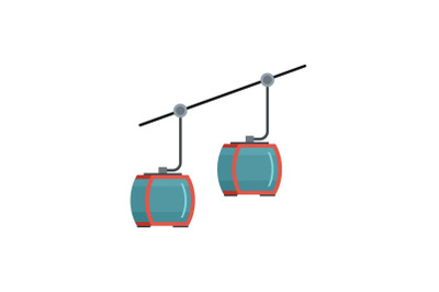 Escalator for skiers icon, flat style