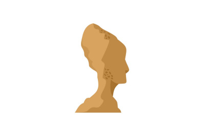 Head of statue icon, flat style
