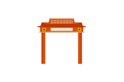 Red taiwan arch icon, flat style