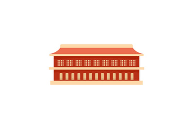 Red building icon, flat style
