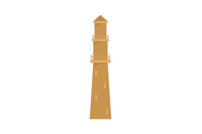 Brown lighthouse icon, flat style