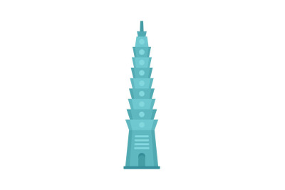 Blue tower icon, flat style