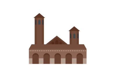 Old building icon, flat style