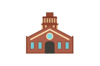 Old retro house icon, flat style