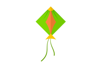 Green kite icon, flat style