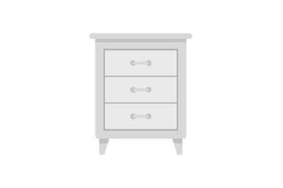 White nightstand icon, flat style