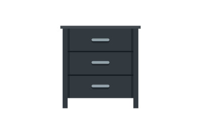 Black nightstand icon, flat style