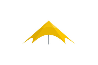 Yellow event tent icon, flat style