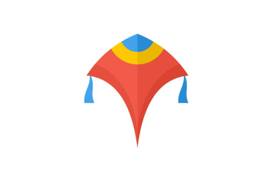 Paper kite icon, flat style