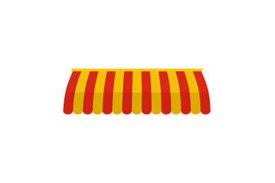 Red yellow street tent icon, flat style