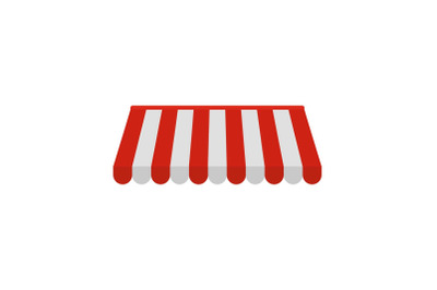 Red white outdoor street tent icon, flat style