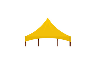 Yellow tent icon, flat style