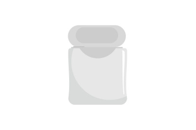 White dental floss icon, flat style