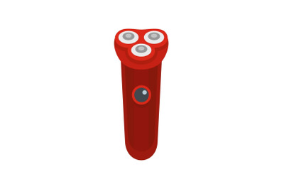 Red electric razor icon, flat style