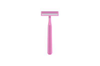 Pink woman razor icon, flat style
