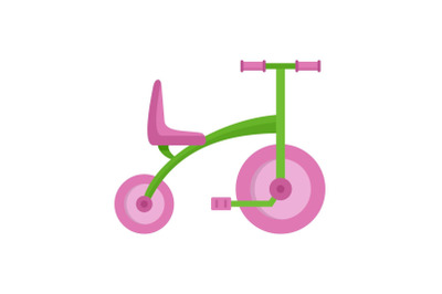 Girl tricycle icon, flat style