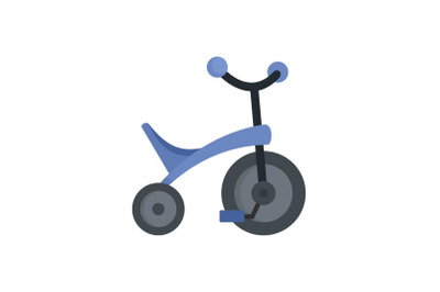 Purple tricycle icon, flat style