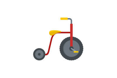 Red tricycle icon, flat style