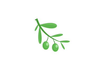 Branch of olives icon, flat style