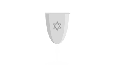 Silver judaism cup icon, flat style