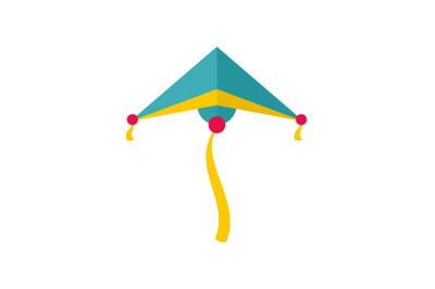 Sky blue kite icon, flat style