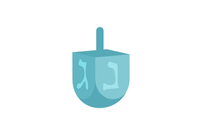 Jewish dreidel icon, flat style