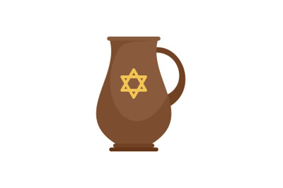 Jewish jug icon, flat style