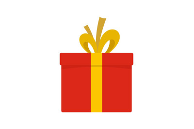 Red giftbox icon, flat style