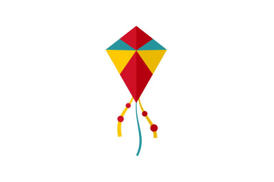 Summer kite icon, flat style