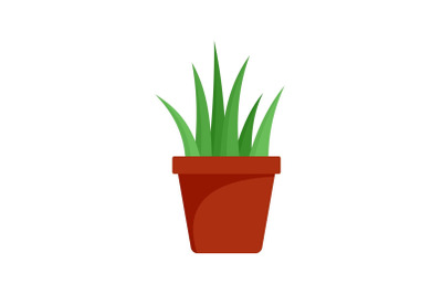 Aloe vera in pot icon, flat style