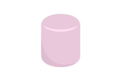 Pink marshmallow icon, flat style