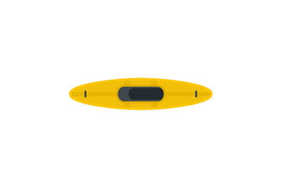 Yellow kayak icon, flat style