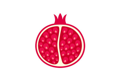 Half of pomegranate icon, flat style