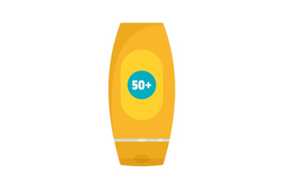 50 sun protection creme icon, flat style