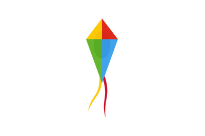 Cute kite icon, flat style